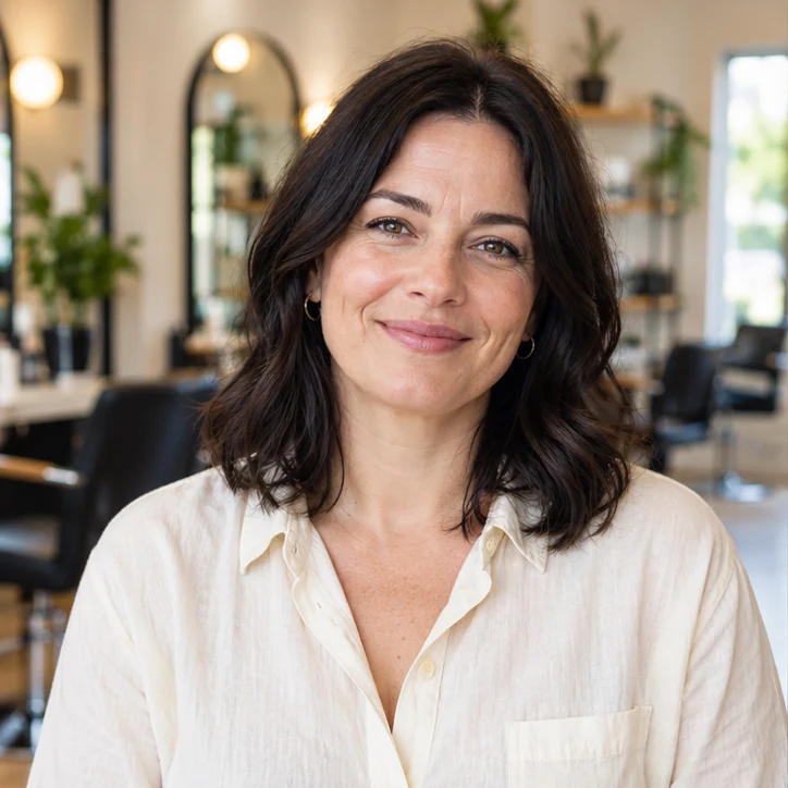 AI-generated portrait of fictional fictional salon owner Mara Bennett